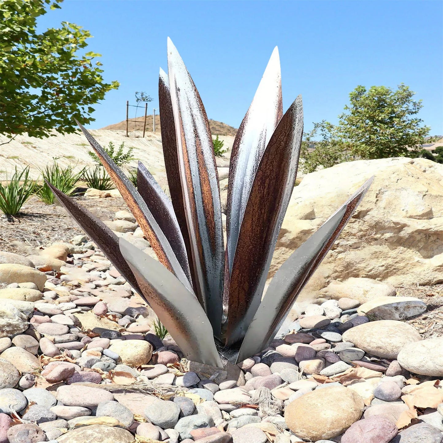 27/35/65CM DIY Metal Agave Plants Tequila Art Crafts Ornament Rustic Garden  Sculpture