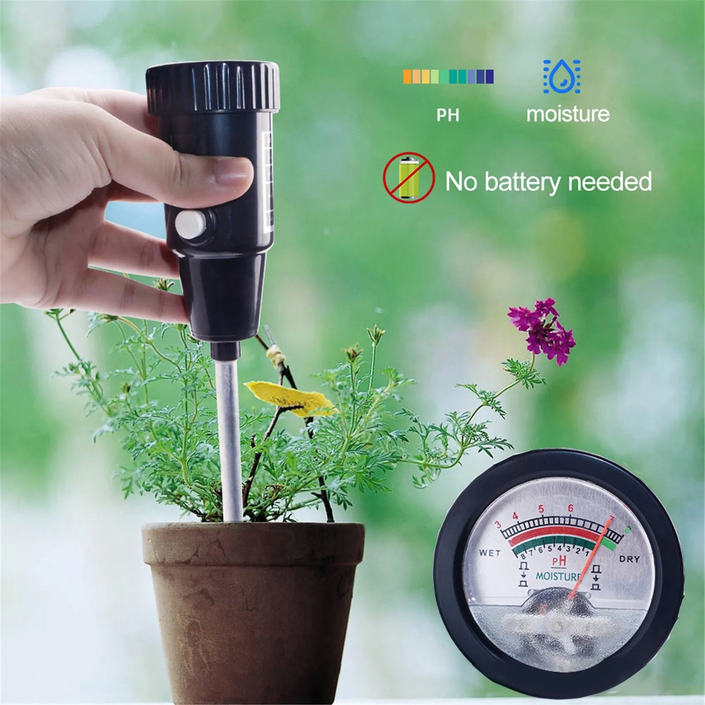 High-precision soil tester acidity measuring instrument, soil moisture and water pH value detector