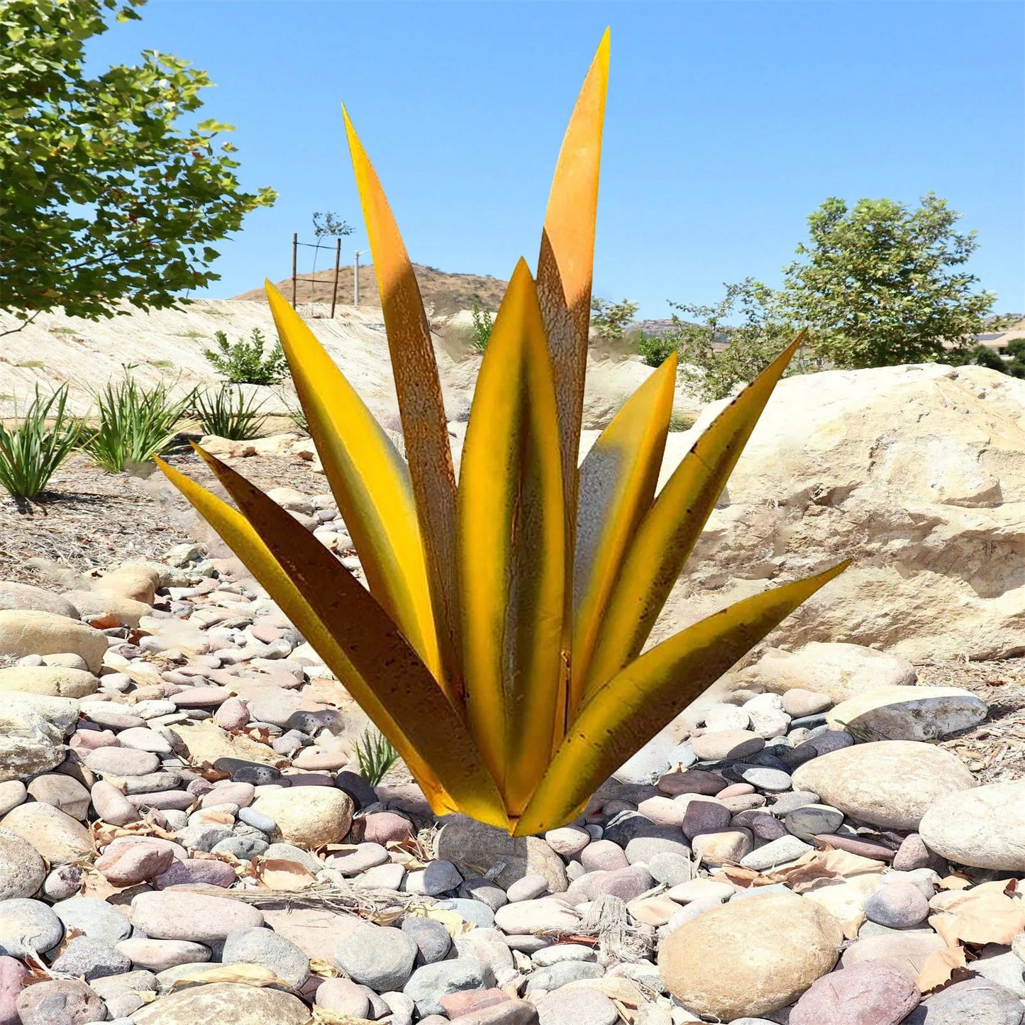 27/35/65CM DIY Metal Agave Plants Tequila Art Crafts Ornament Rustic Garden  Sculpture