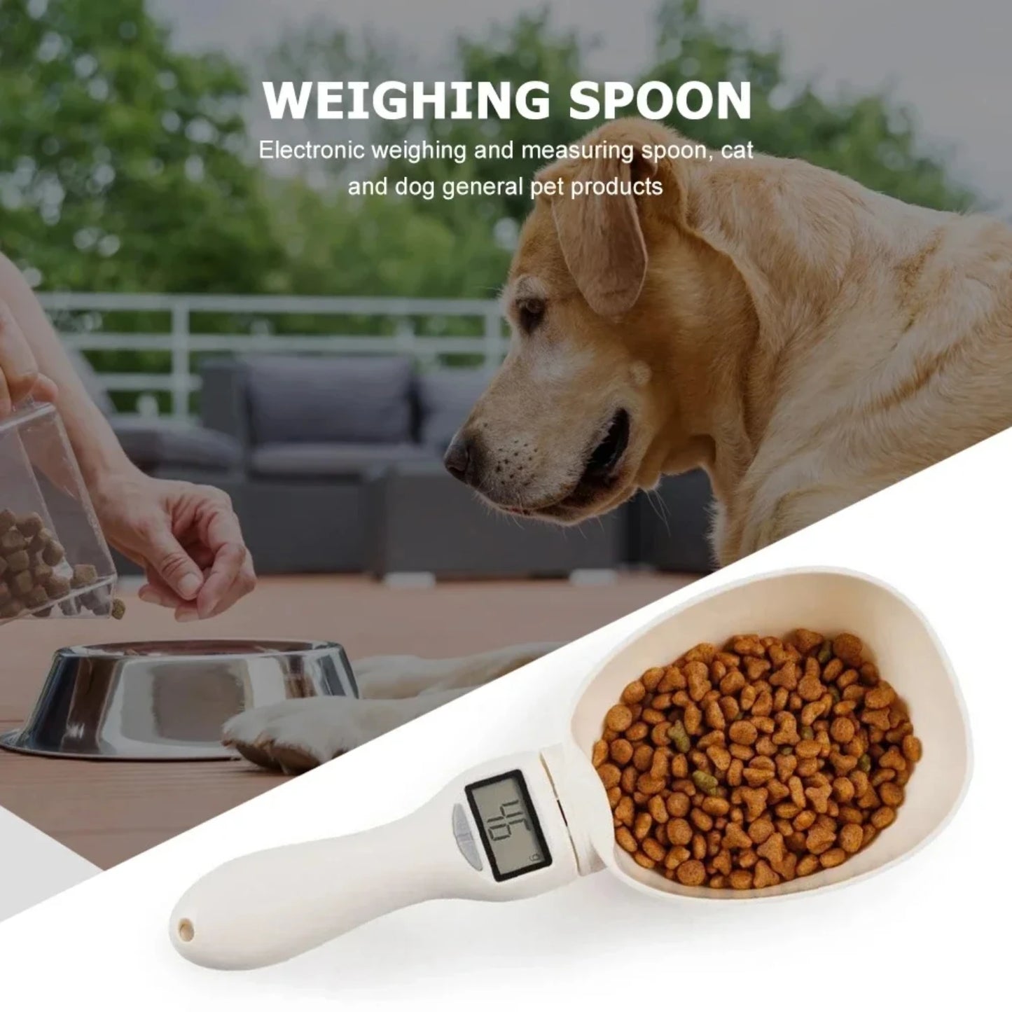 Pet Dog Food Scale Spoon LCD Display Cat Feeding Bowl Measuring Meter Pet Supplies Weighing Measure Spoon Digital Display