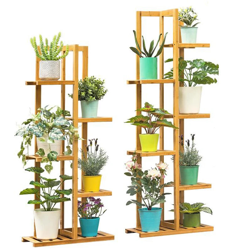 Bamboo 5 / 6  Tier  Plant Stand Rack Multiple Flower Pot Holder Shelf Indoor Outdoor