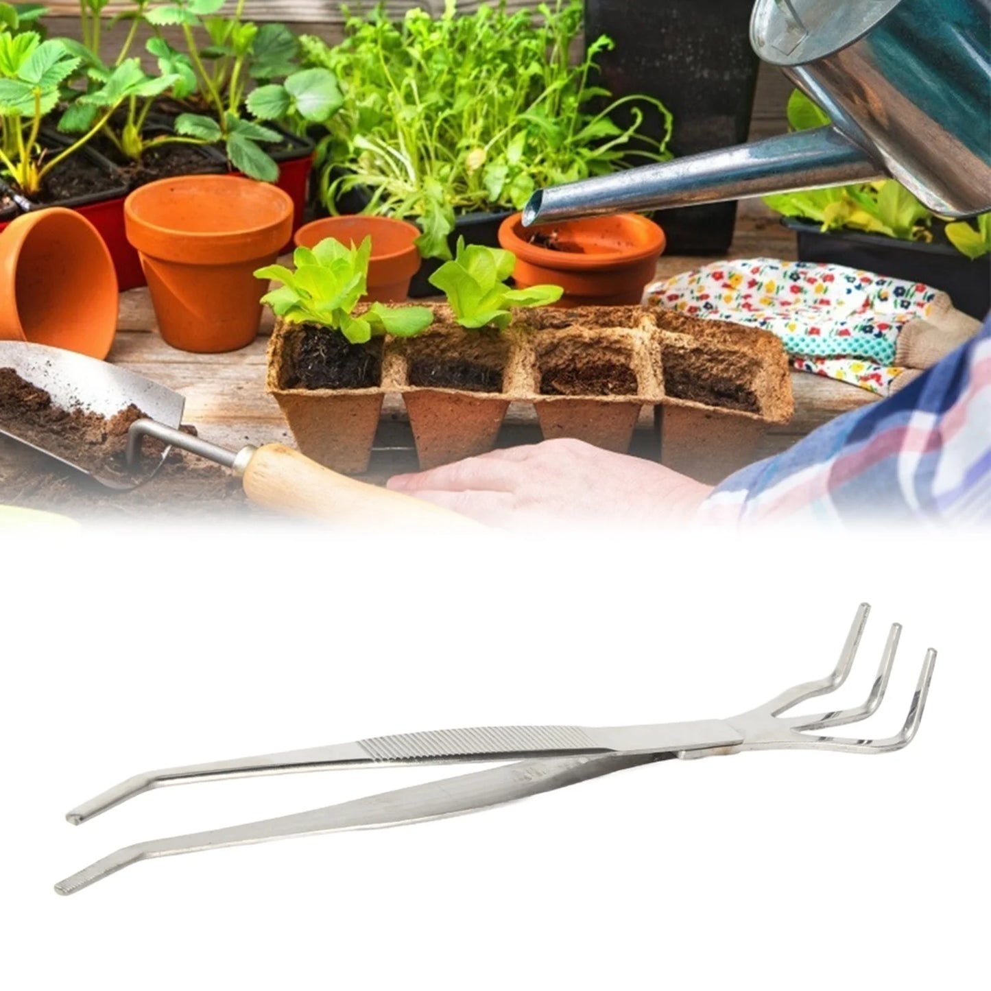 2 in 1 Stainless Steel Bonsai &amp Gardening Tool Root Rake Tweezers Gardening Tool Root Tweezers Stainless Steel Bonsai Tool