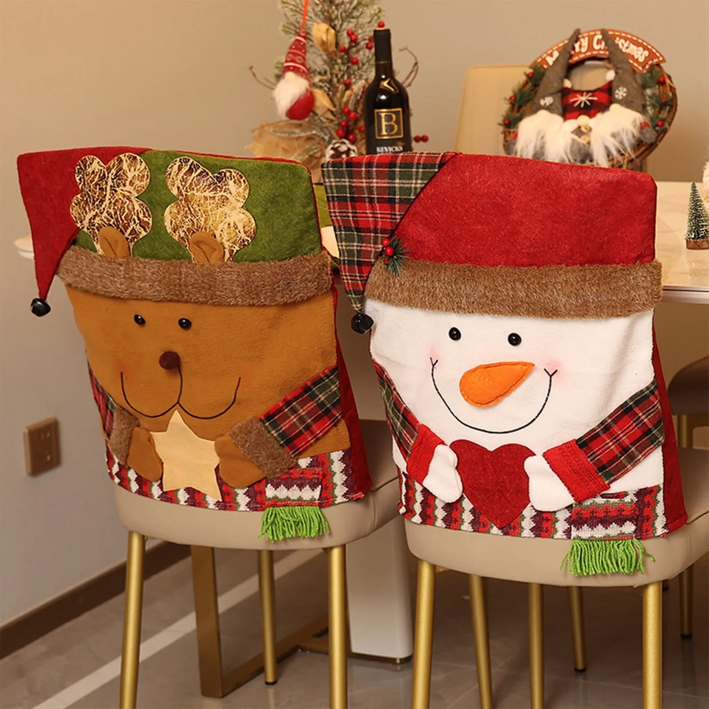 2024 New Christmas Decoration Figurine Chair Cover And Stool Cover Party Decorations