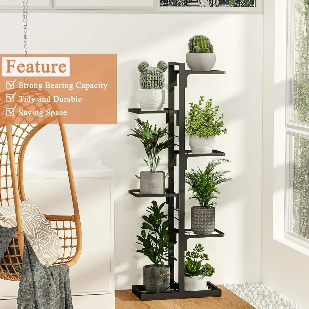 Plant Stand Indoor Tall Shelf - 6 Tier Adjustable Metal Plant Stands for Indoor and Outdoor