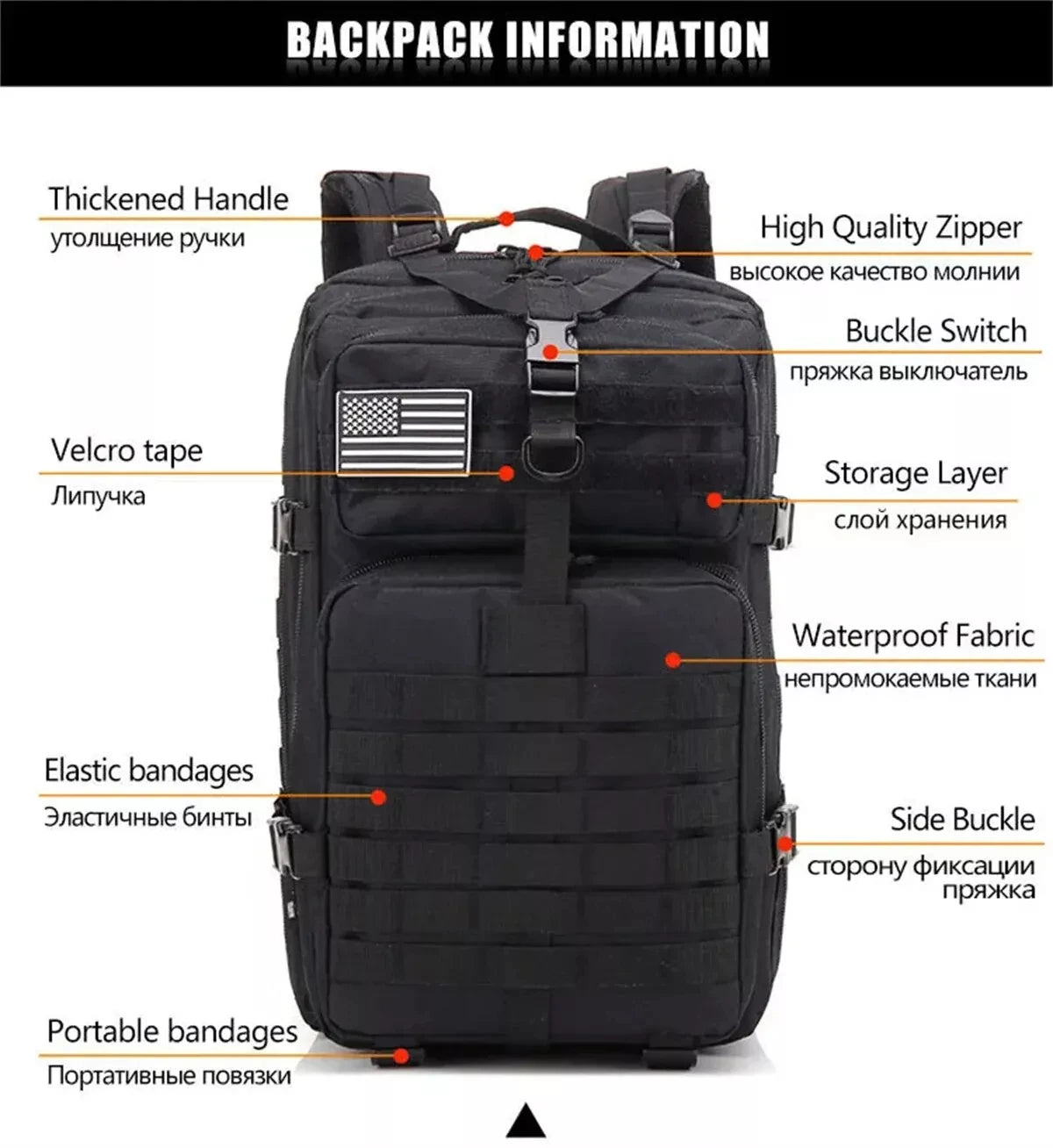 45L Tactical Backpack for Men Military Backpacks, Laptop Backpacks Army 3 Day Assault Pack Molle Bag for Travel Hiking Camping