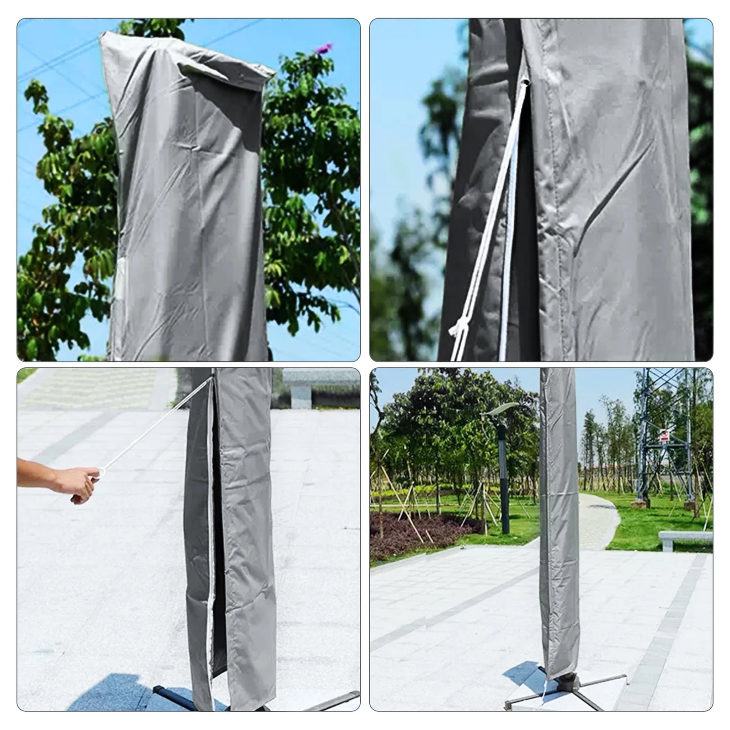 Umbrella Covers with Rod & Pull Ring Outdoor Patio Umbrella Cover Waterproof Windproof Anti-UV