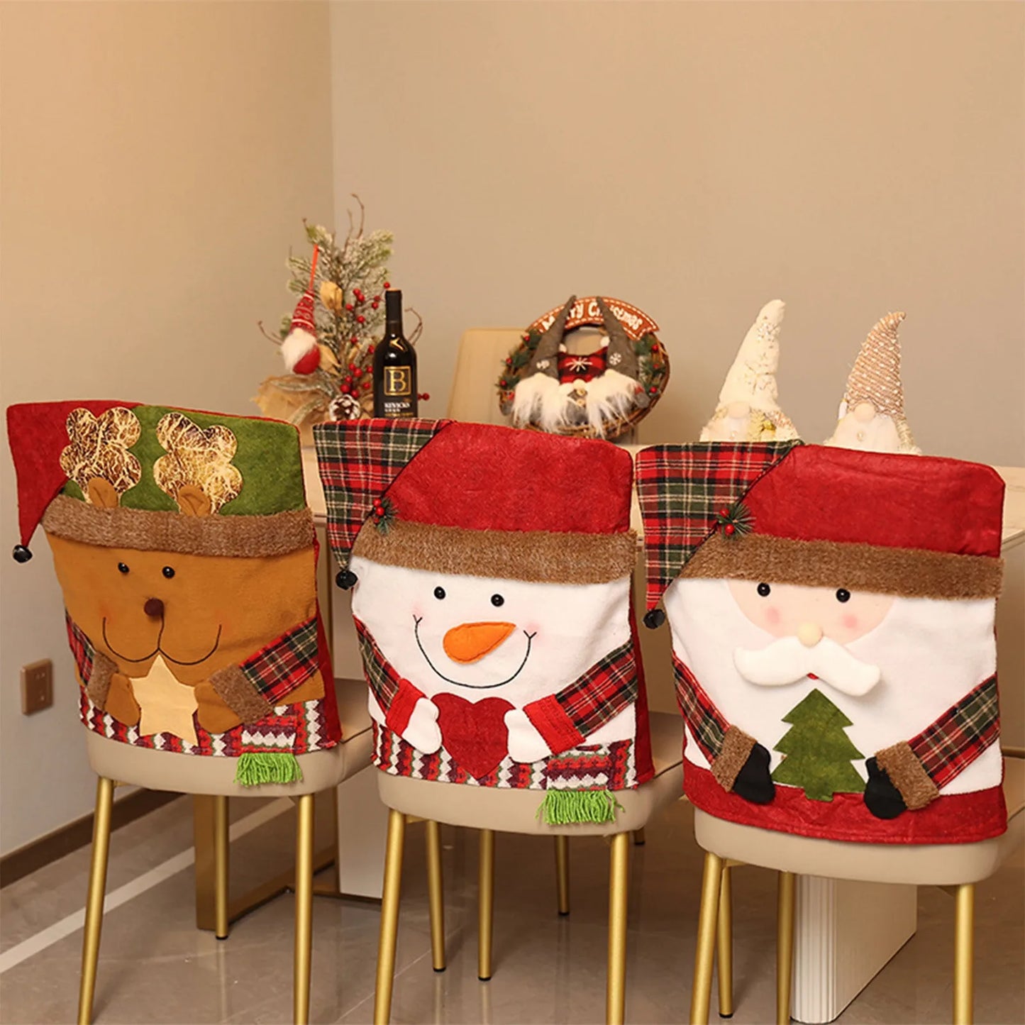 2024 New Christmas Decoration Figurine Chair Cover And Stool Cover Party Decorations