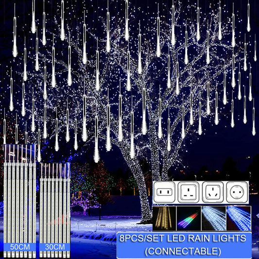 8 Tubes LED Meteor Shower Rain Lights Cascading Icicle Snow Falling Christmas Lights Outdoor Wedding Party Tree Holiday Decor