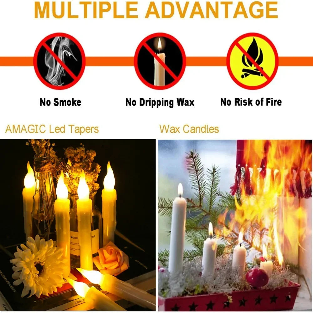 6/18PCS LED Taper Candle Lights Candles Flameless Battery Operated Window Candles for Christmas Wedding Birthday Party Church