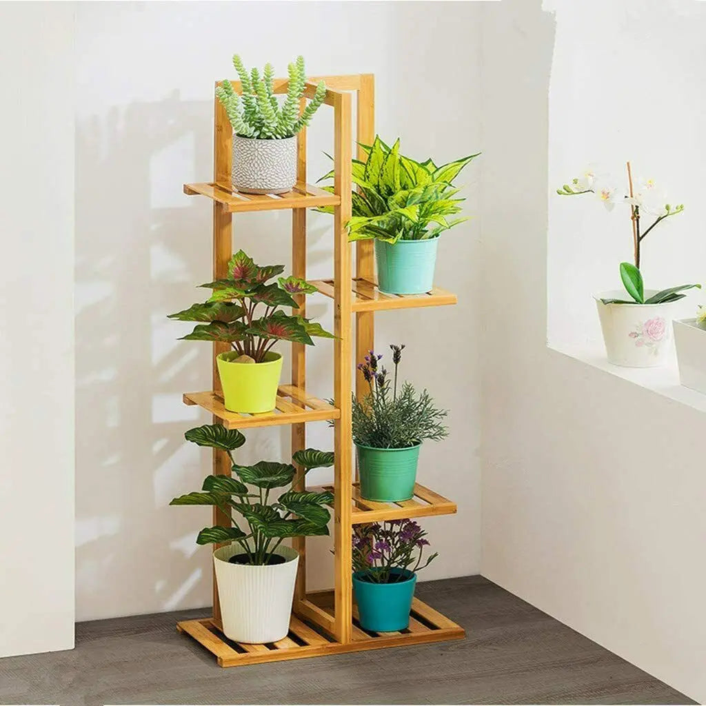 Bamboo 5 / 6  Tier  Plant Stand Rack Multiple Flower Pot Holder Shelf Indoor Outdoor Planter Display Shelving Unit for Patio