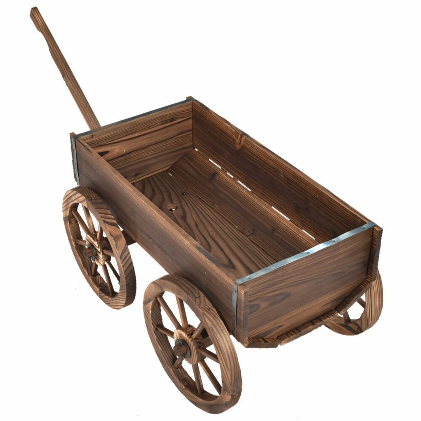 Wooden Car Flower Pot Vertical Wheeled Home Garden Outdoor Decoration Brand New-