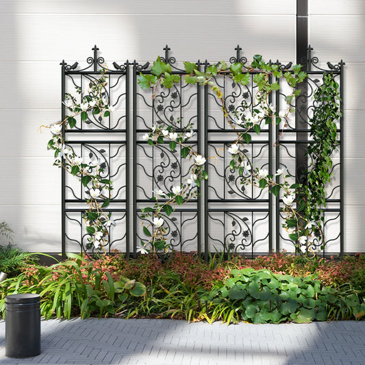 71 inch Garden Trellis Decorative Outdoor Tall Metal Fence Black Lattice Panel Yard Corner