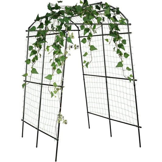 US Garden arch trellis for climbing plants outdoor, 7.8 ft Tall PE-Coated Steel Walkway Trellis, Arched Arbors Tunnel Trellis