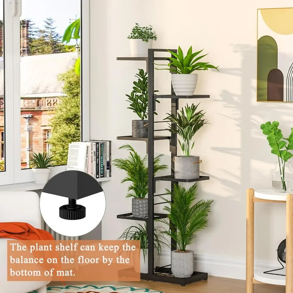 Plant Stand Indoor Tall Shelf - 6 Tier Adjustable Metal Plant Stands for Indoor and Outdoor