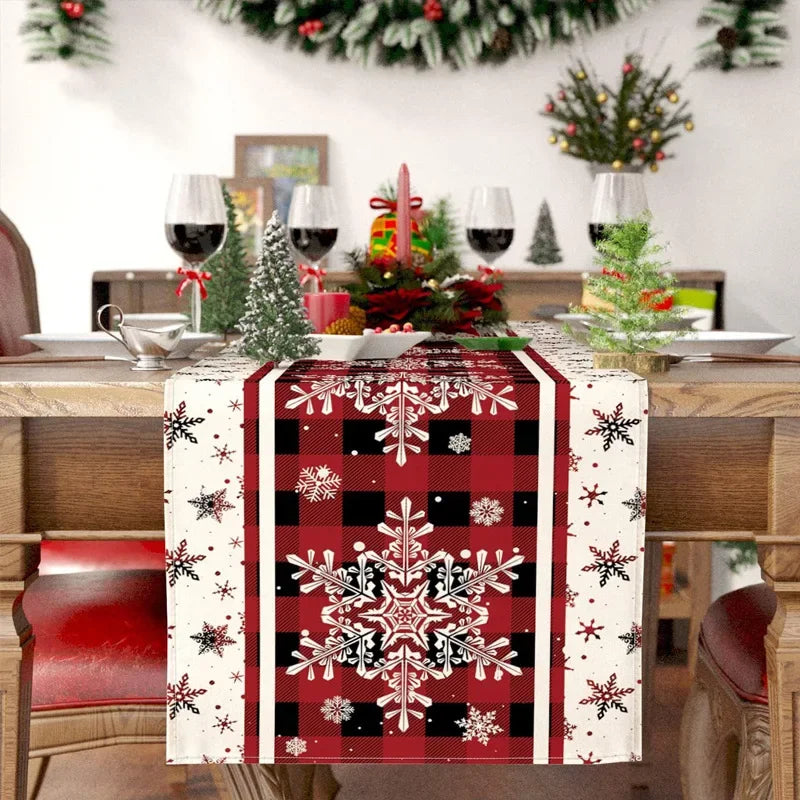 Linen Christmas Table Runner  Xmas Tree  Dining Table Cover Tablecloth 2023 Navidad Noel Christmas Decorations 2024