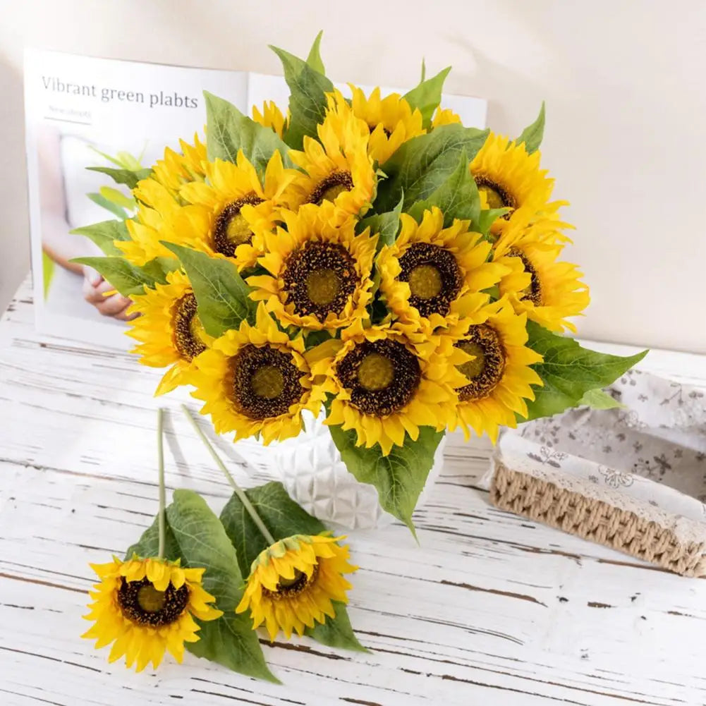 Artificial Flowers Exquisite Artificial Flowers Realistic Low-maintenance Artificial Sunflowers for Home Office Fall Decorations