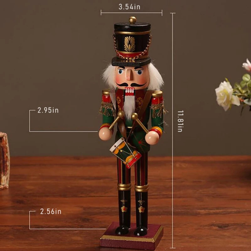 Nutcracker Puppet Soldier Setup Creative Display Craft Gifts Family Christmas Decor Soldier Doll Wooden Antique Puppet Display