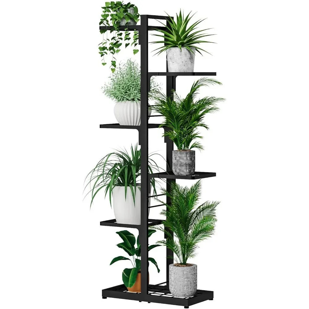 Plant Stand Indoor Tall Shelf - 6 Tier Adjustable Metal Plant Stands for Indoor and Outdoor