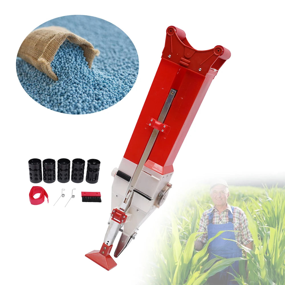 Manual Fertilizer Double Cylinder Spreader Machine Seed Drill Fertilizer Applicator Handheld Seeder 6-8 Mu Garden Planter Tool