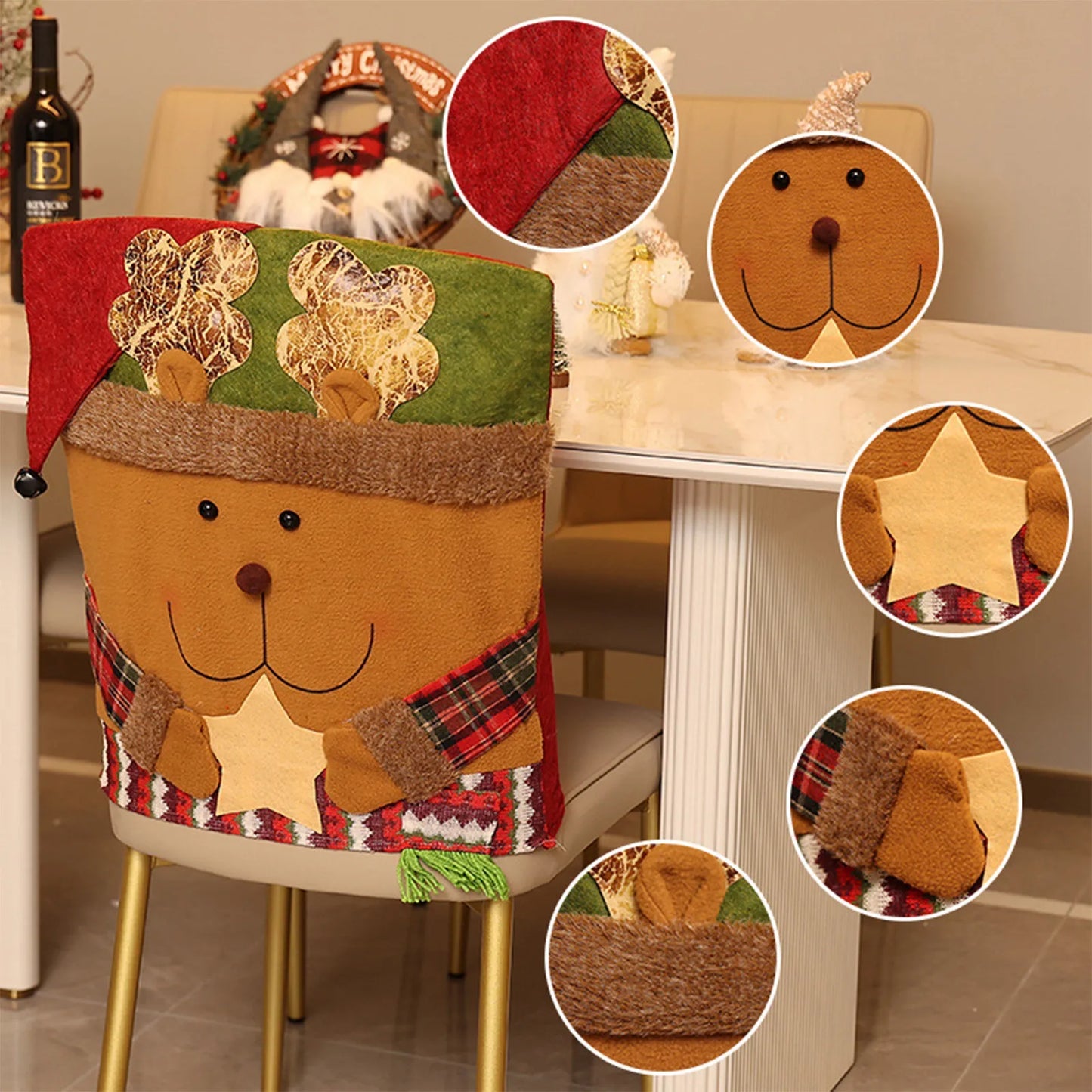 2024 New Christmas Decoration Figurine Chair Cover And Stool Cover Party Decorations