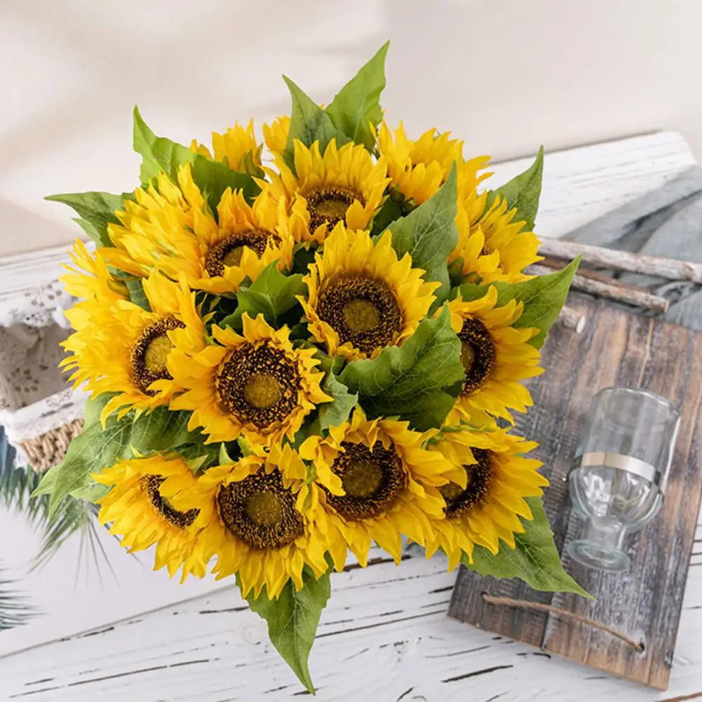 Artificial Flowers Exquisite Artificial Flowers Realistic Low-maintenance Artificial Sunflowers for Home Office Fall Decorations