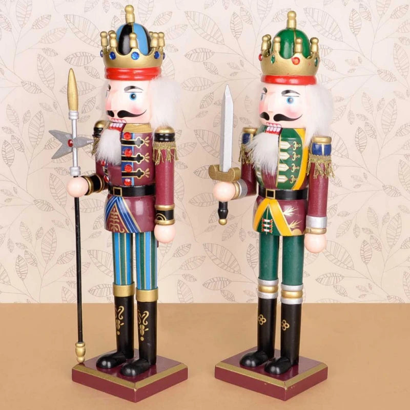 Nutcracker Puppet Soldier Setup Creative Display Craft Gifts Family Christmas Decor Soldier Doll Wooden Antique Puppet Display