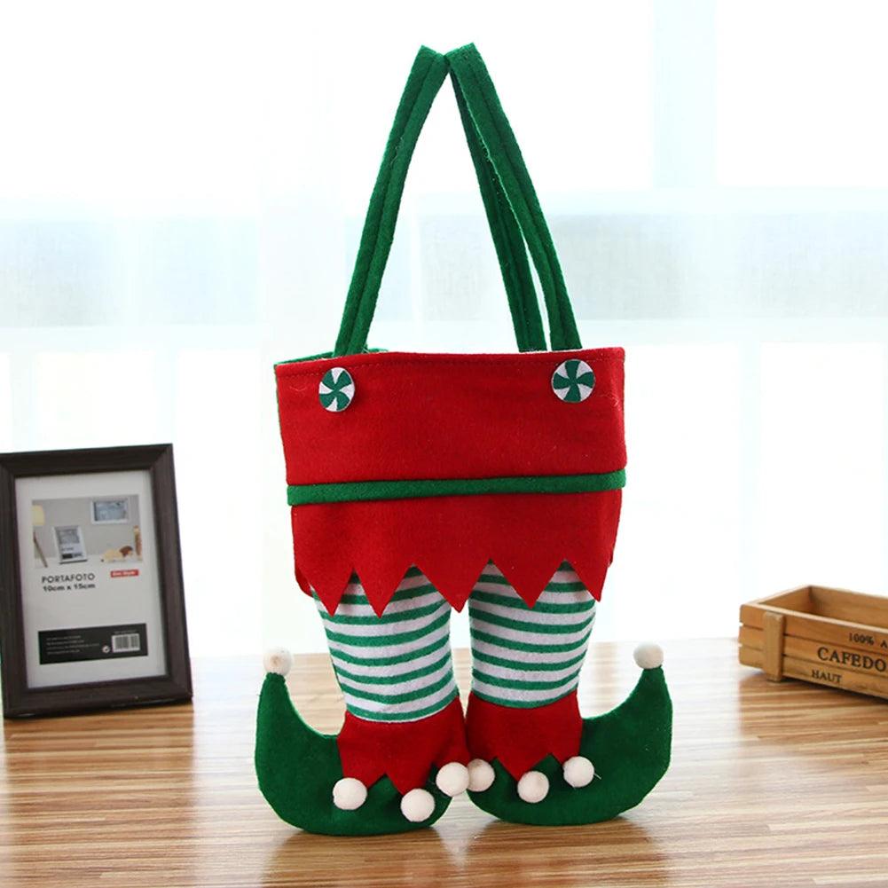 Christmas Elf Candy Bags Velvet Bags Santa Claus Pants Handbag Bags For Packaging Festival Party