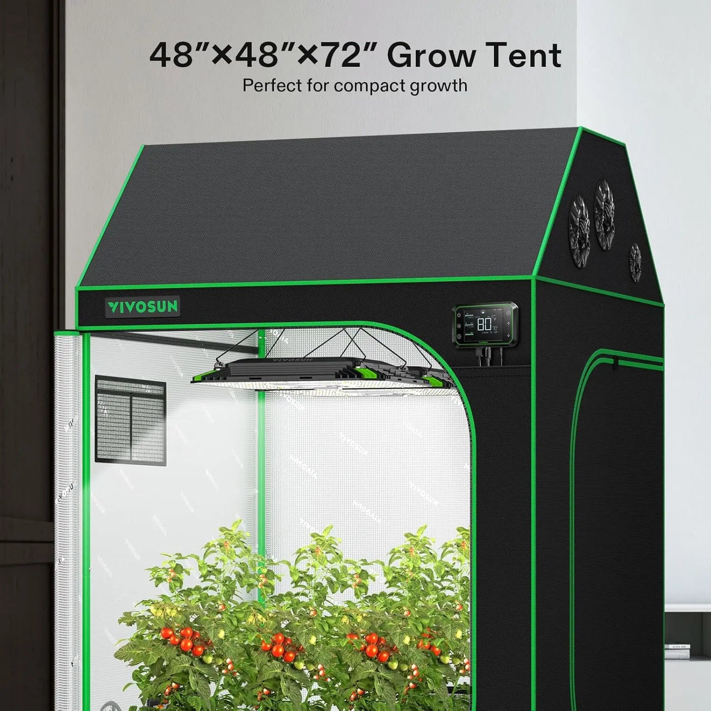 4x4 Grow Tent, 48"x48"x72" Roof Cube Tent with Observation Window and Floor Tray for Hydroponics Indoor Plant for VS4000/VSF4300