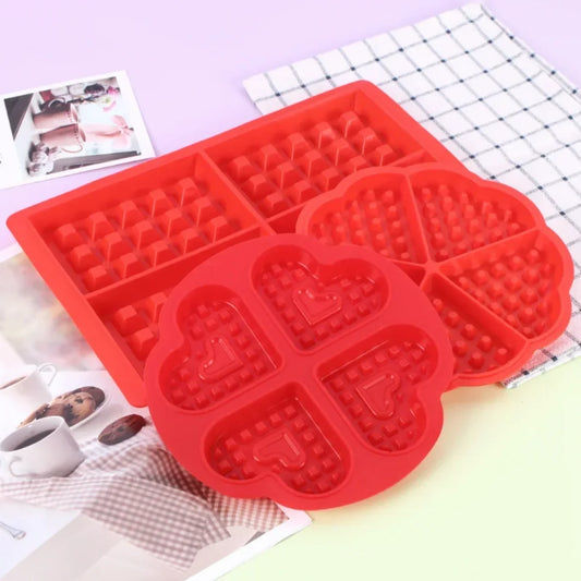 Silicone Waffle Mold Maker Non-stick Waffle Mold Kitchen Bakeware Cake Mould Makers  Oven High-temperature Baking Set