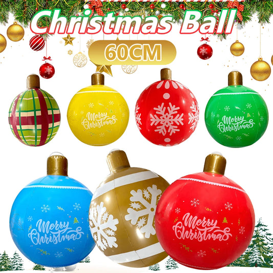 60CM Inflatable Christmas Ball Decorative Balls 2024 New Year Navidad Christmas Decoration PVC Giant Big Ball