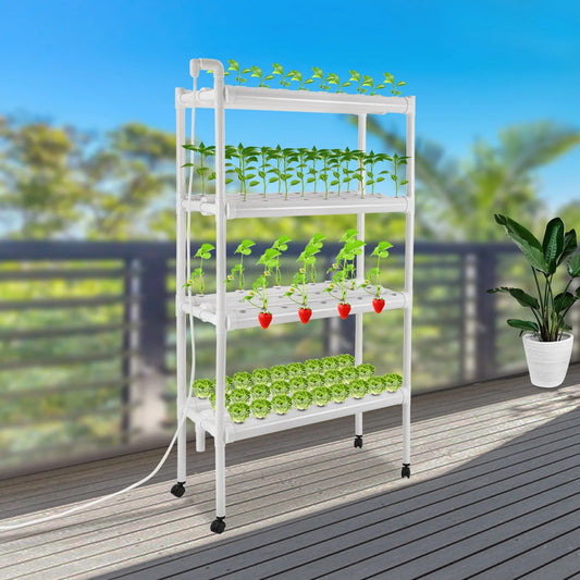 4 Tiers Hydroponic Grow Kit, Hydroponic Planting Equipment with 108 Plant Sites, Hydroponic Growing System with Footmat & Pulley