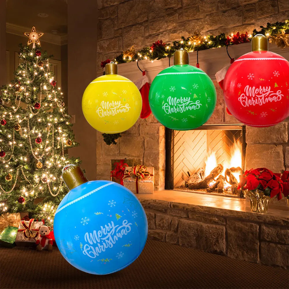 60CM Inflatable Christmas Ball Decorative Balls 2024 New Year Navidad Christmas Decoration PVC Giant Big Ball