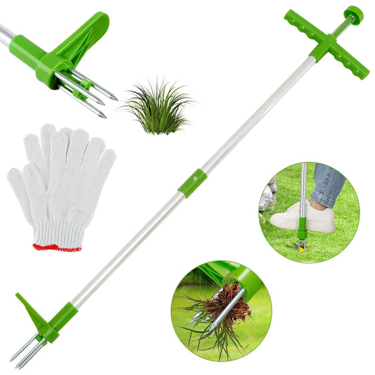 Long Handle Weed Puller Tools Set Gardening Manual Uprooting Weeding Artifact with Gloves for Yard Garden Farm Lawn NEW