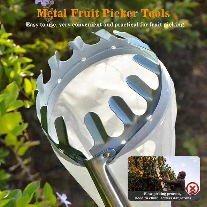 Fruit Picker With Telescopic Pole Metal Fruit Picker