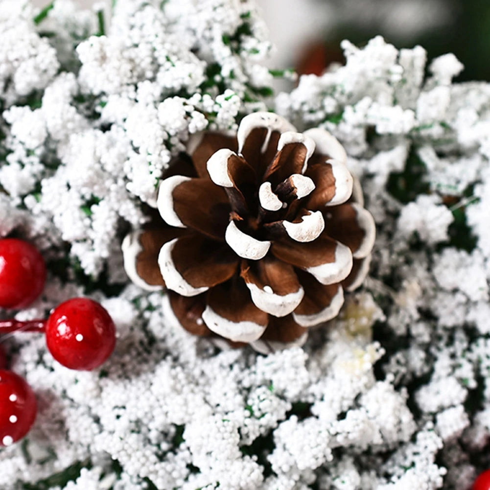 Artificial Flower Wreaths for Christmas with Bows Pinecone Red Berry for Front Door, Window Fireplace Farmhouse Decorations