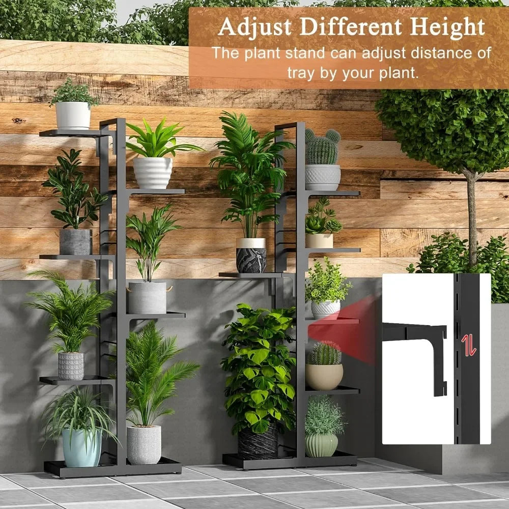 Plant Stand Indoor Tall Shelf - 6 Tier Adjustable Metal Plant Stands for Indoor and Outdoor