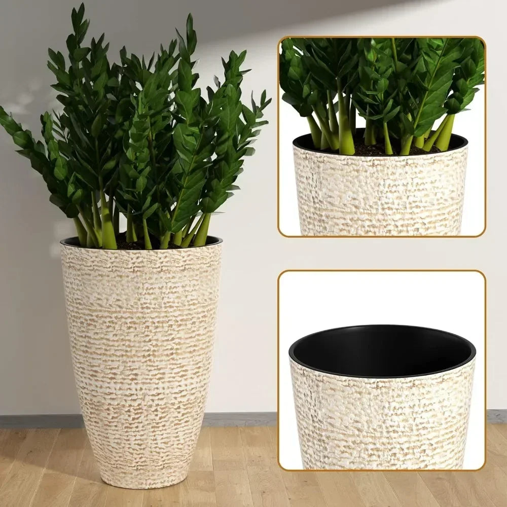 21 Inch Tall Planters Set of 2, Planters for Outdoor Indoor Plants Large Round Flower Pots Modern Decorative Tree Planters