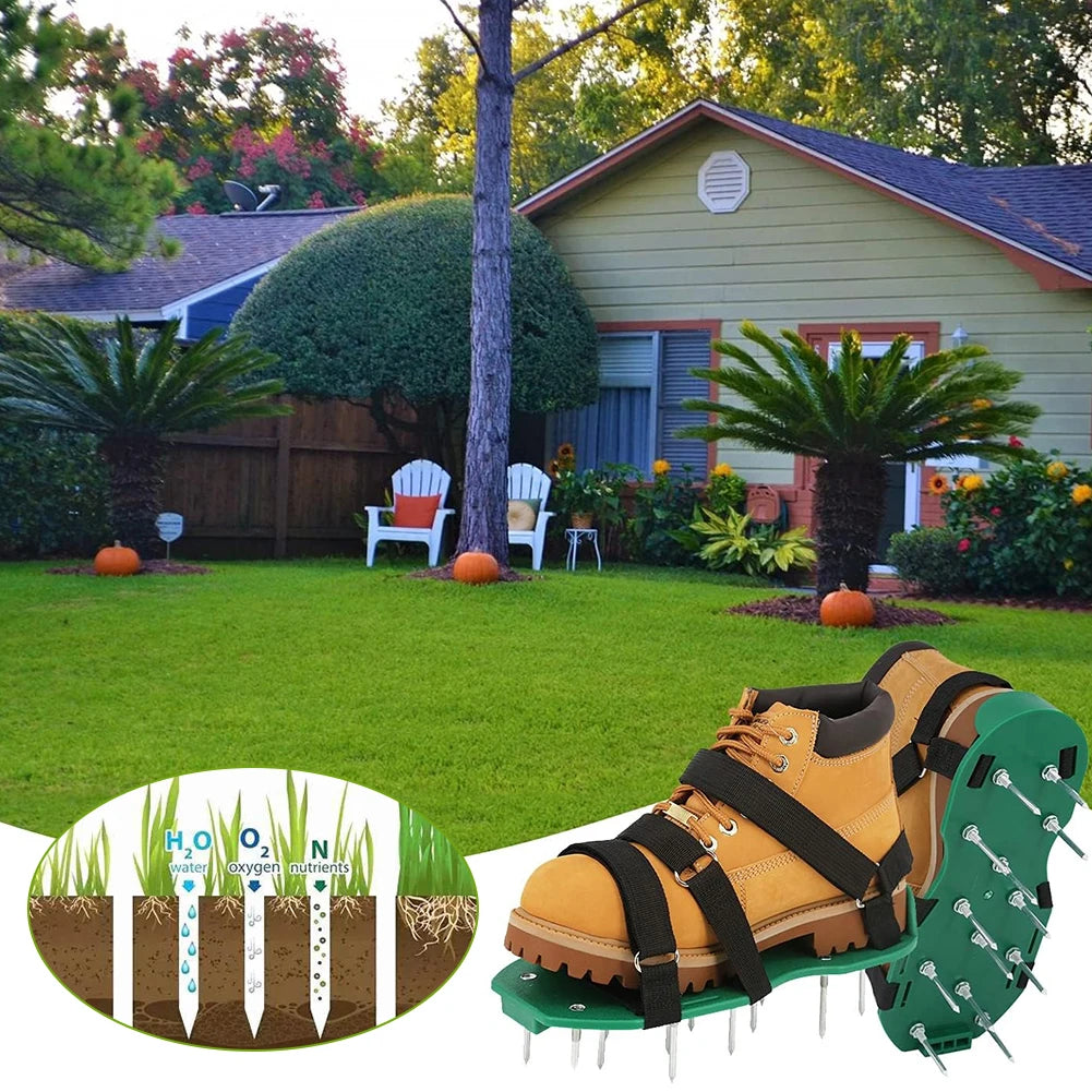 Lawn Aerator Shoes Aerating Shoes Sandals Adjustable for Grass Lawn Garden Yard