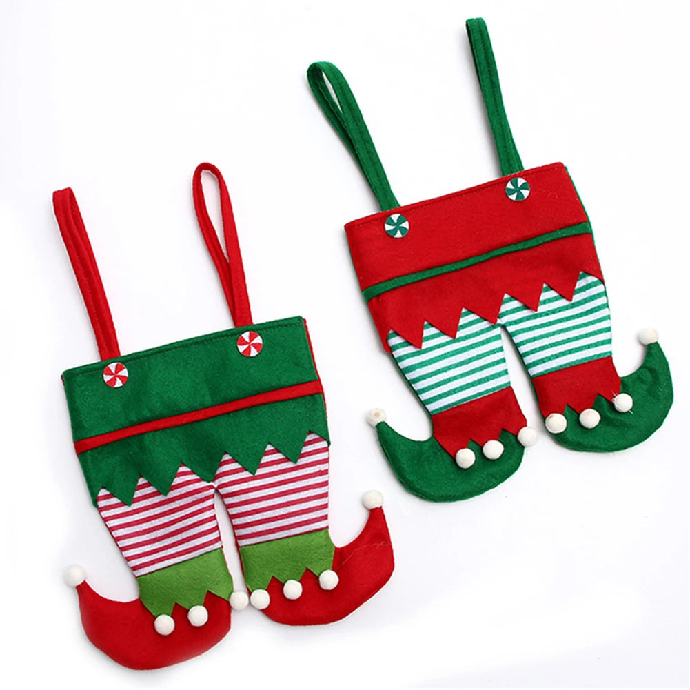 Christmas Elf Candy Bags Velvet Bags Santa Claus Pants Handbag Bags For Packaging Festival Party