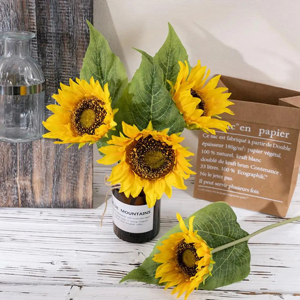 Artificial Flowers Exquisite Artificial Flowers Realistic Low-maintenance Artificial Sunflowers for Home Office Fall Decorations