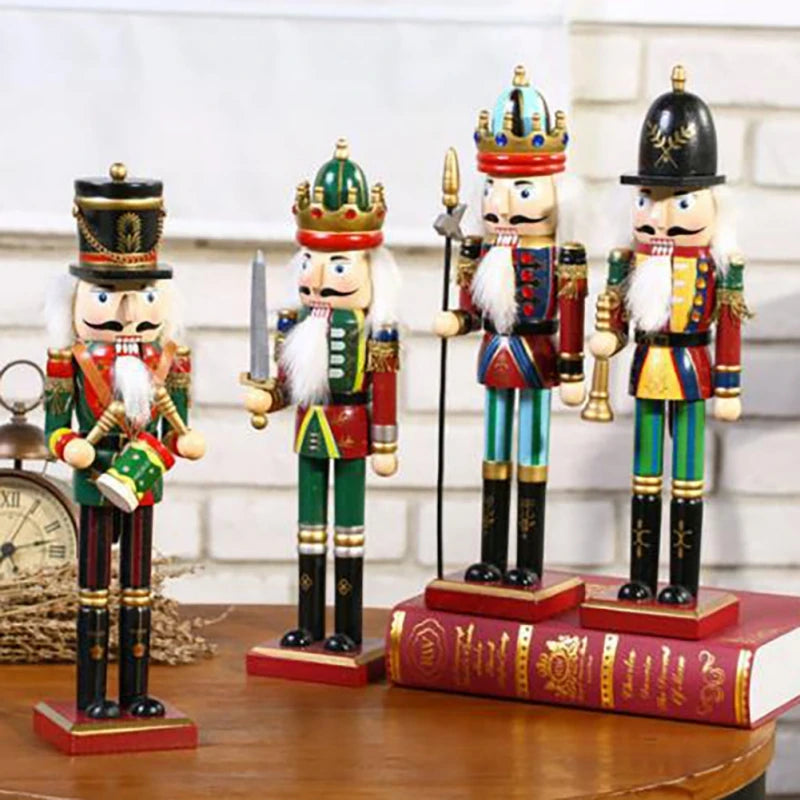 Nutcracker Puppet Soldier Setup Creative Display Craft Gifts Family Christmas Decor Soldier Doll Wooden Antique Puppet Display