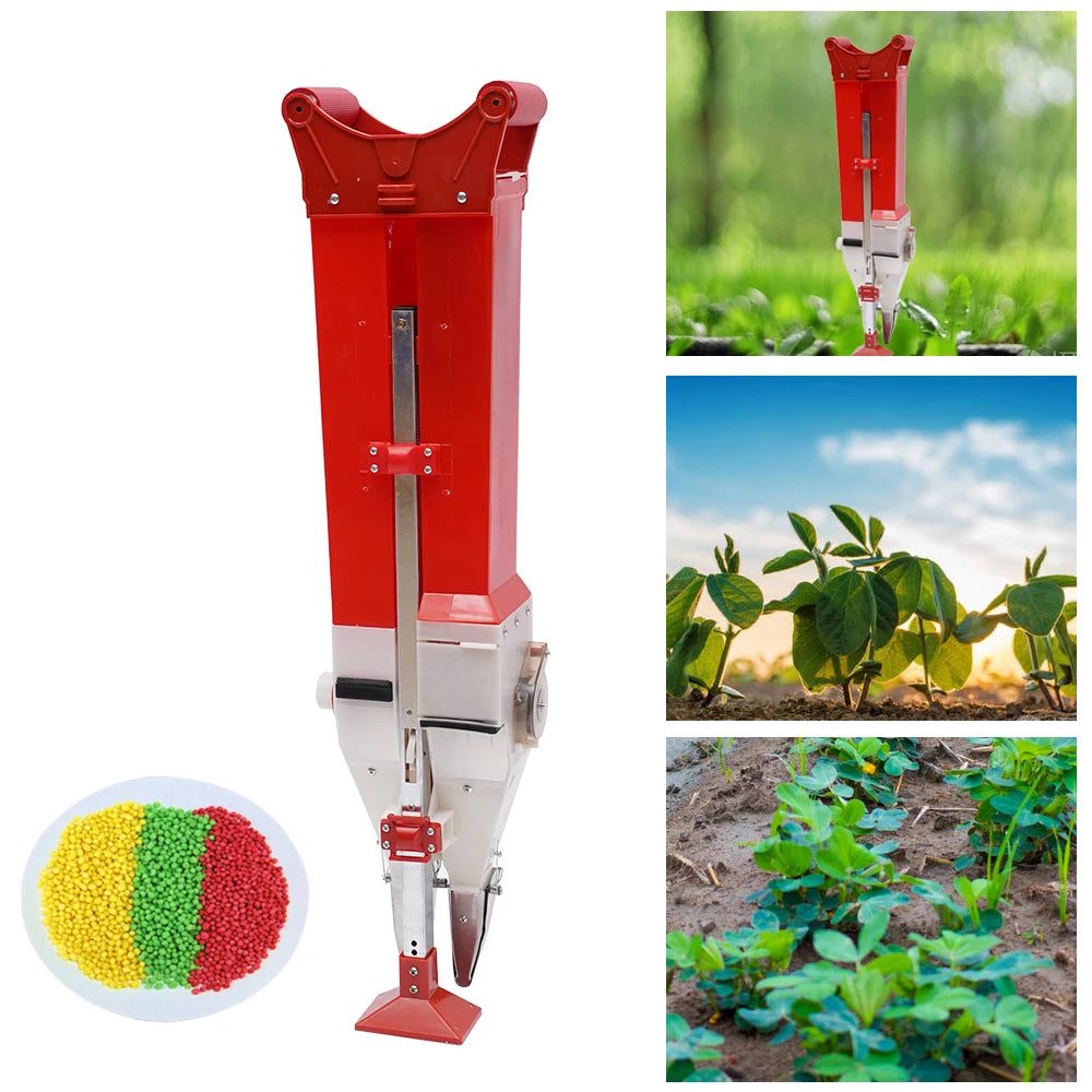 Manual Fertilizer Double Cylinder Spreader Machine Seed Drill Fertilizer Applicator Handheld Seeder 6-8 Mu Garden Planter Tool