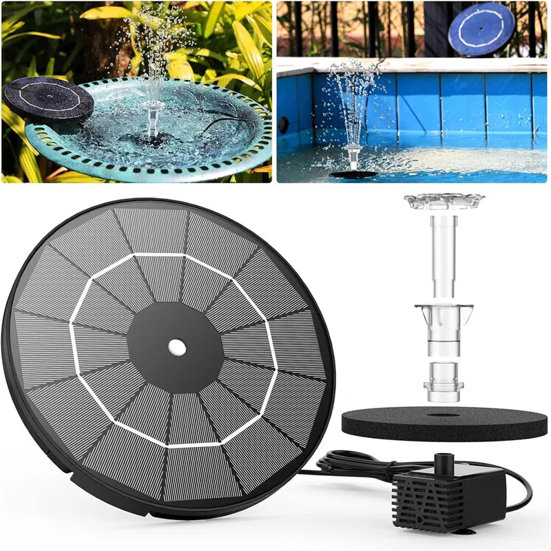 3.5 W Solar Fountain with 12 Nozzles, Solar Pump Outdoor Pond Suitable for Birdbaths Aquariums Ponds Garden Fountains