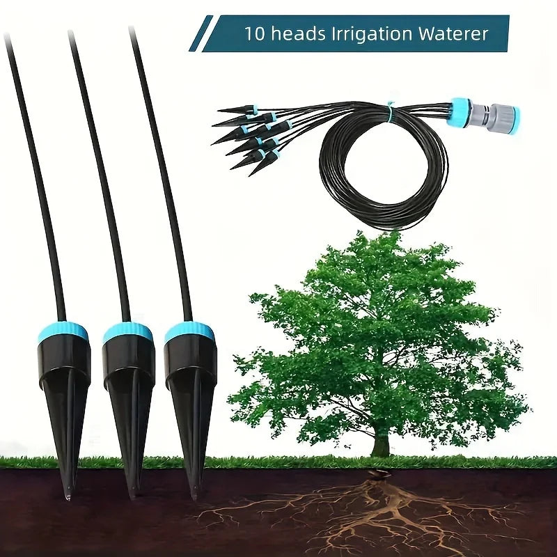 Easy-Install Drip Irrigation Kit with 10 Adjustable Emitters - Self-Watering System for Potted Plants, Small Gardens