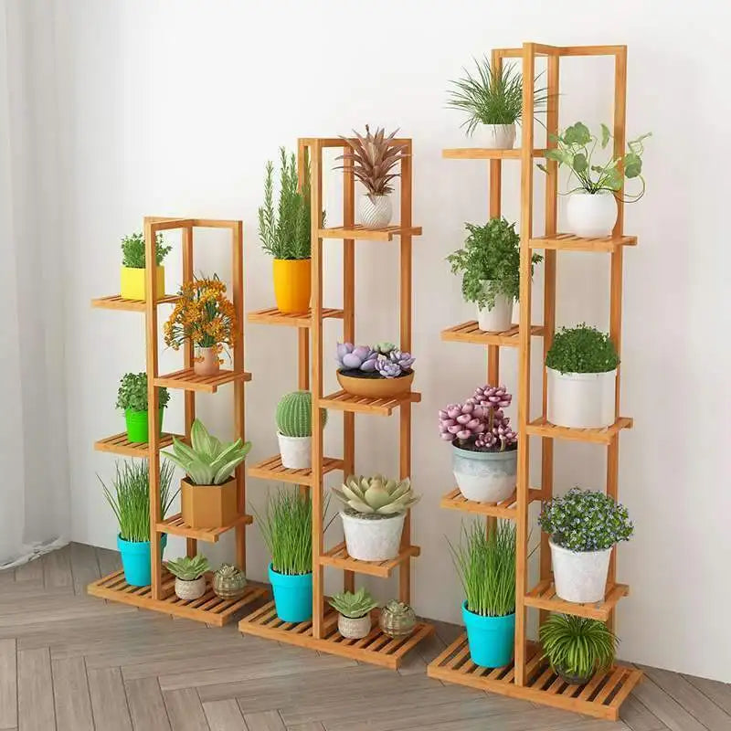 Bamboo 5 / 6  Tier  Plant Stand Rack Multiple Flower Pot Holder Shelf Indoor Outdoor Planter Display Shelving Unit for Patio