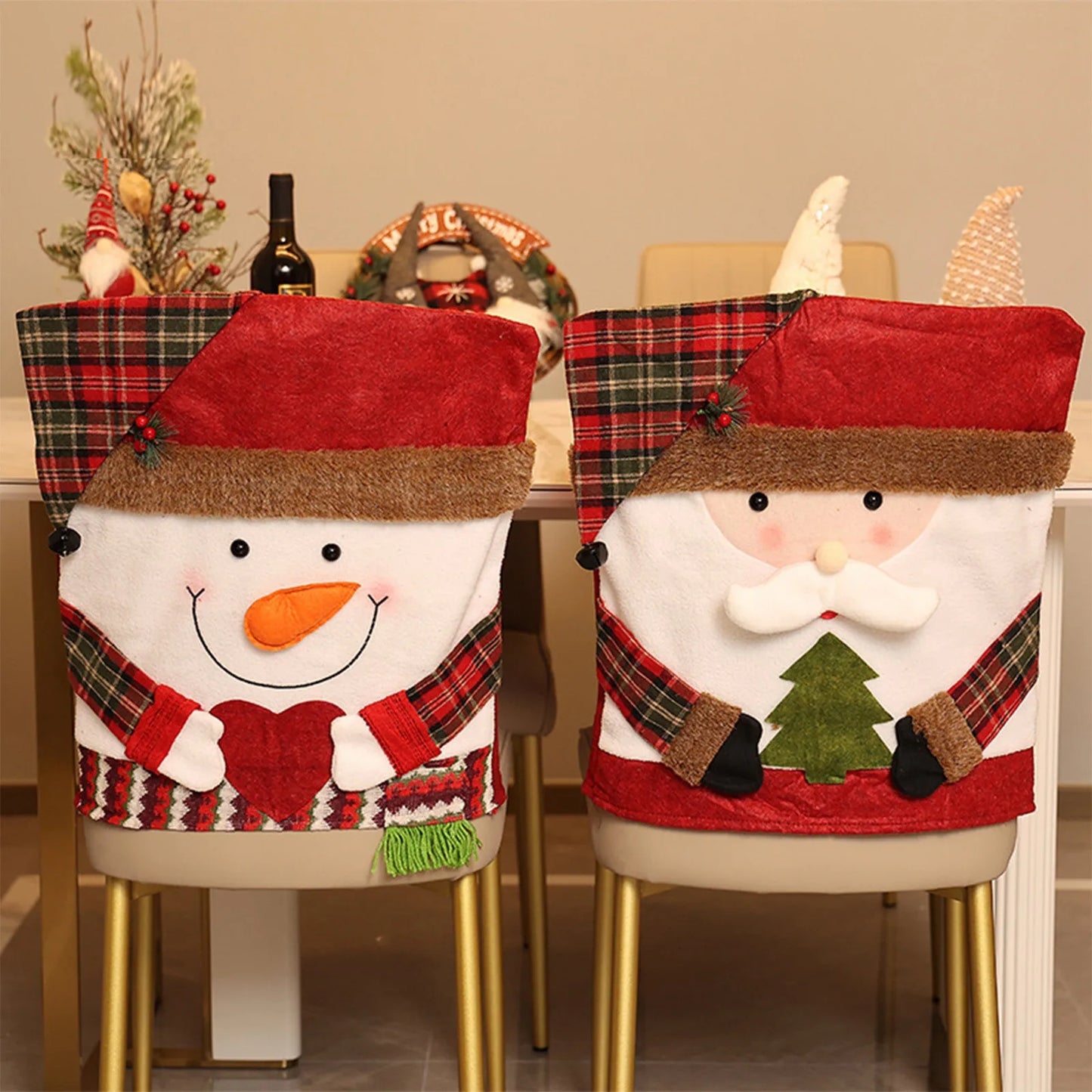 2024 New Christmas Decoration Figurine Chair Cover And Stool Cover Party Decorations