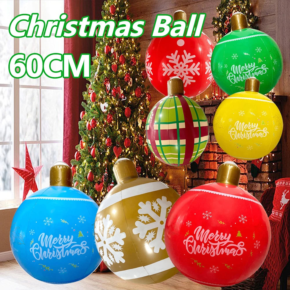 60CM Inflatable Christmas Ball Decorative Balls 2024 New Year Navidad Christmas Decoration PVC Giant Big Ball