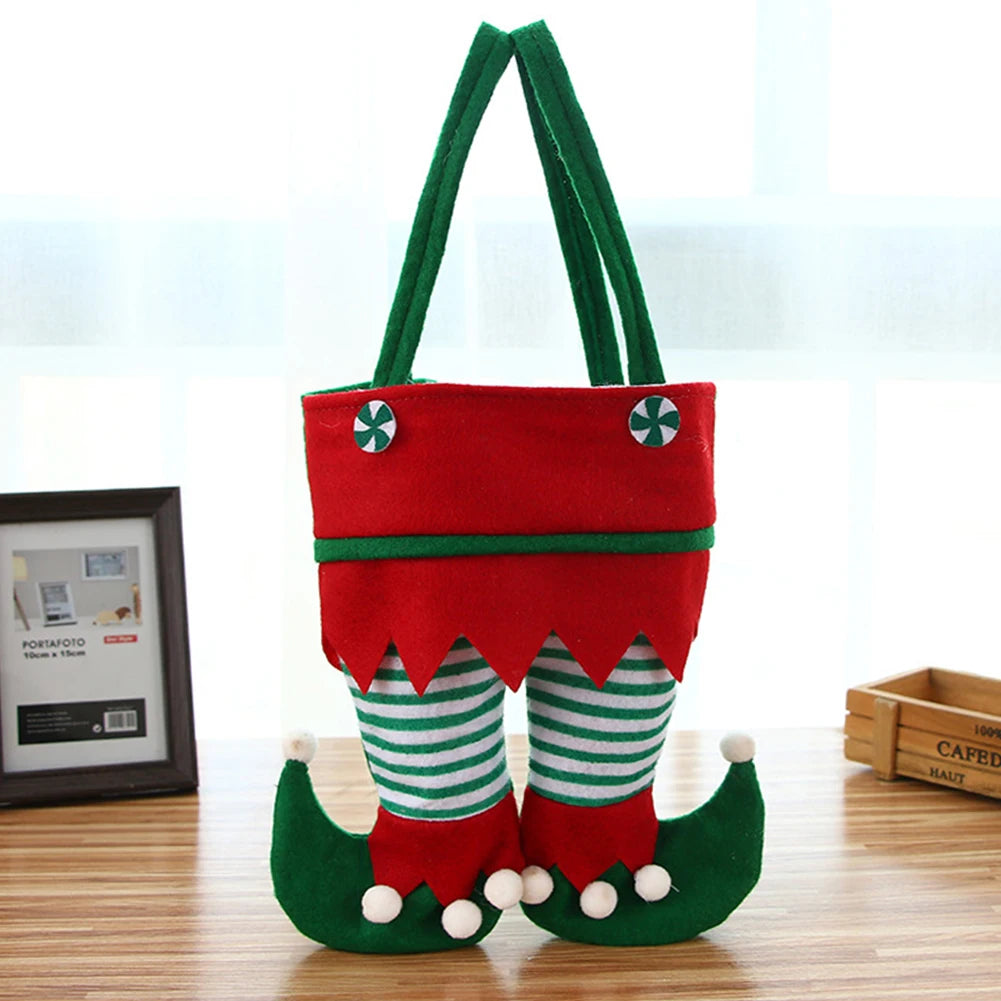 Christmas Elf Candy Bags Velvet Bags Santa Claus Pants Handbag Bags For Packaging Festival Party