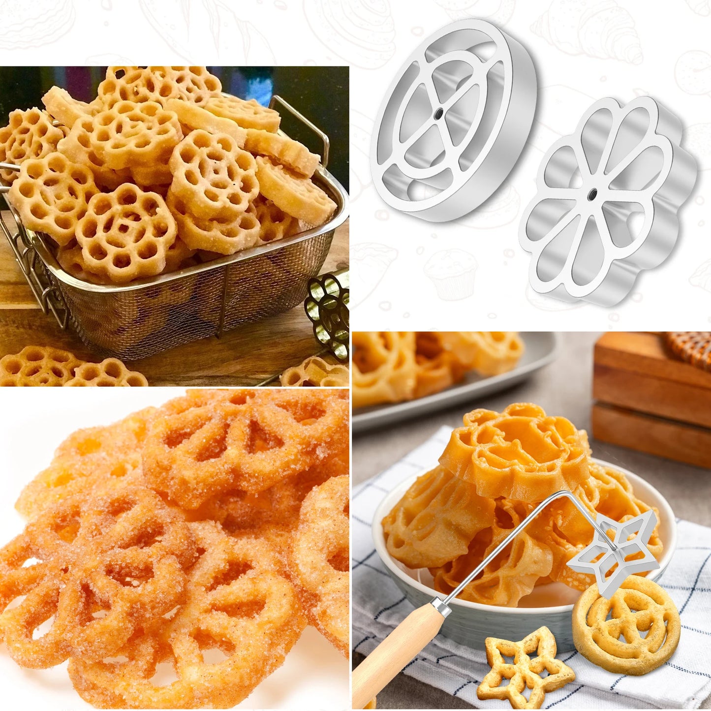 Rosettes Cookie Molds Bunuelos Mold Waffle Mould with Handle Party Cookie Cake DIY Making Mould Kitchen Accessory Baking Supplie