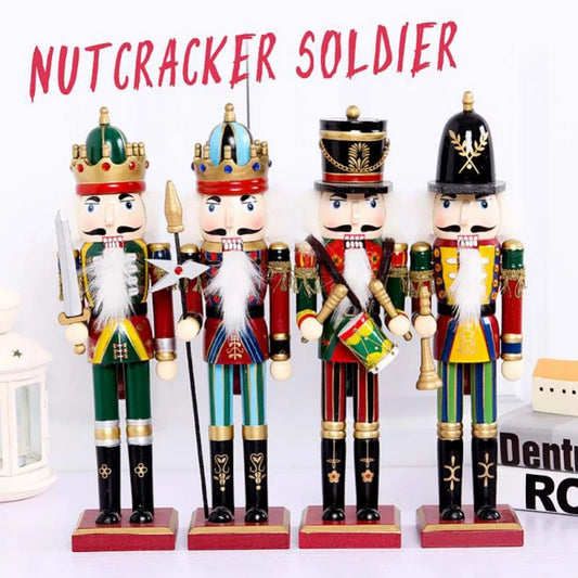 Nutcracker Puppet Soldier Setup Creative Display Craft Gifts Family Christmas Decor Soldier Doll Wooden Antique Puppet Display